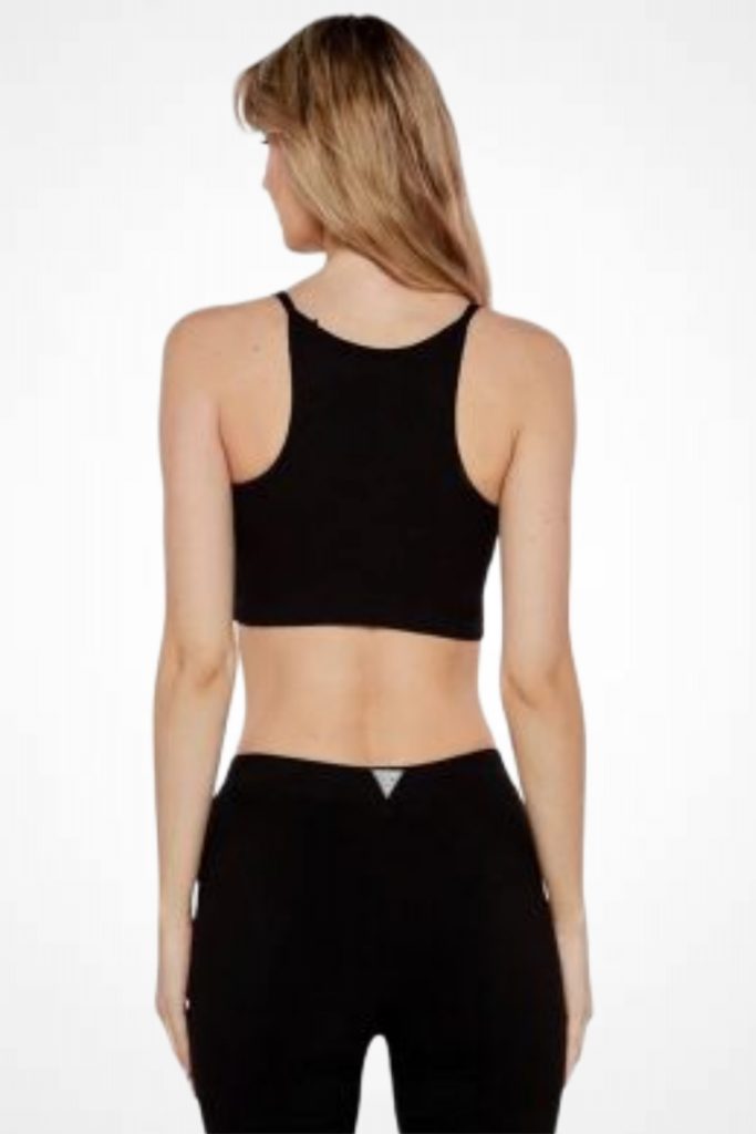 Guess Logolu İçi Dolgulu Crop T-Shirt V5GP15KCRS2-25 - Siyah