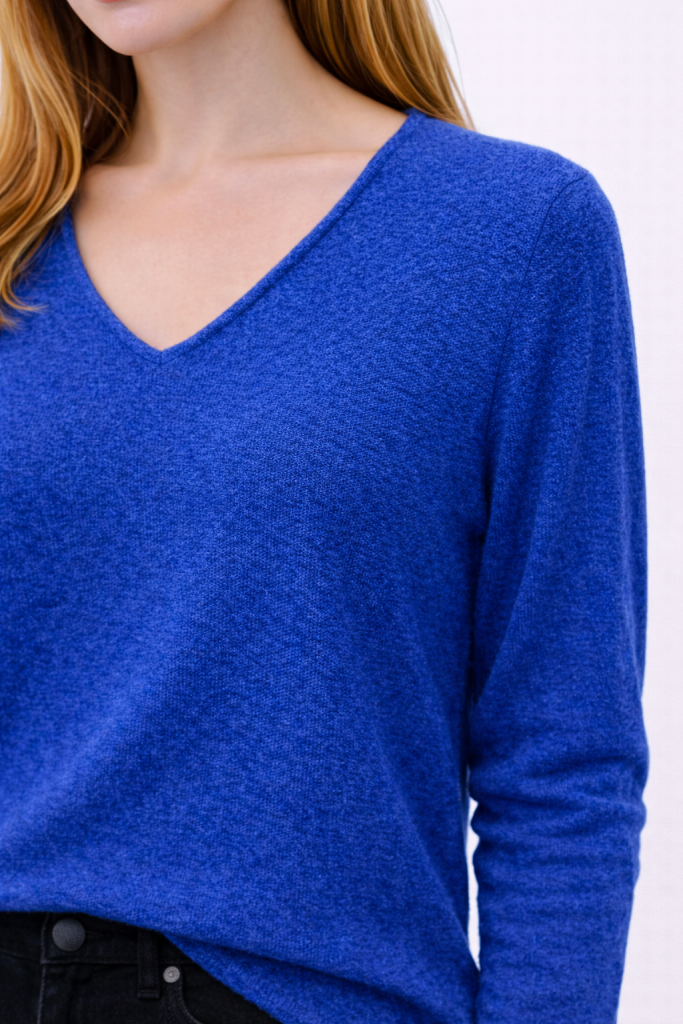 BDK V Yaka Triko Kazak 26KRS501 - İNDİGO