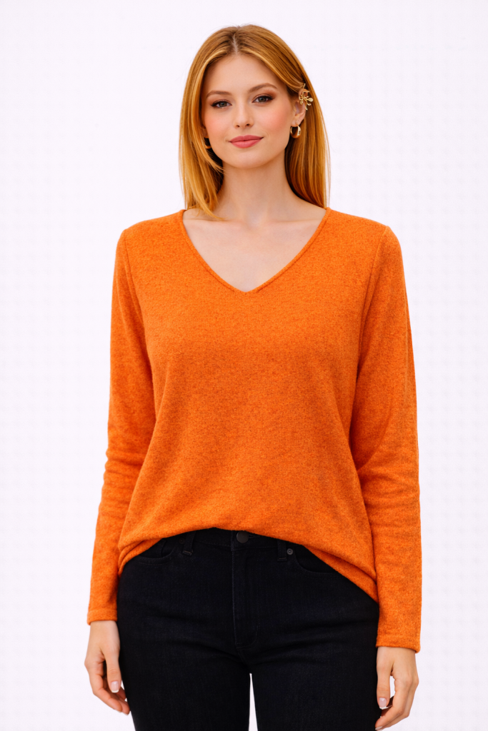 BDK V Yaka Triko Kazak 26KRS501 - turuncu