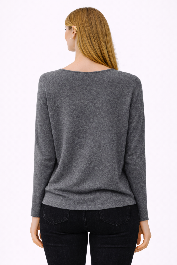 BDK Bisiklet Yaka Triko Kazak 26KRS930 - GRİ