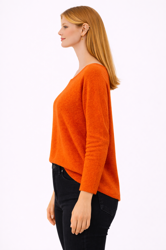 BDK Bisiklet Yaka Triko Kazak 26KRS930 - turuncu