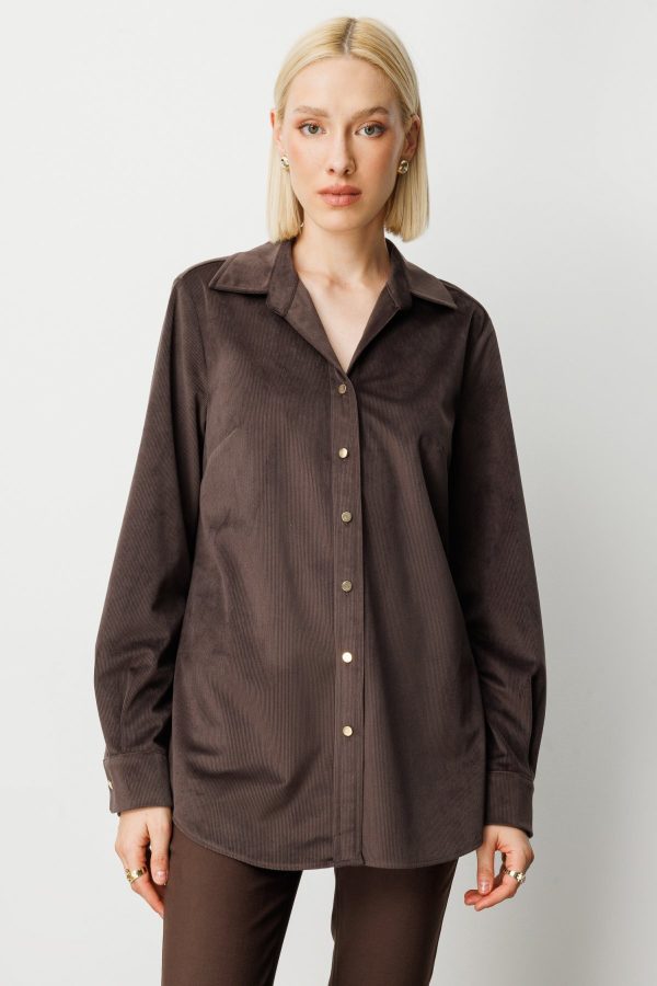 EKOL İnce Fitilli Kadife Gömlek 3045