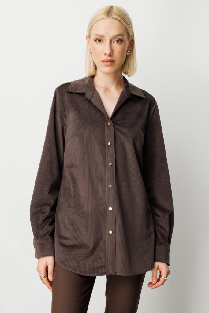 EKOL İnce Fitilli Kadife Gömlek 3045