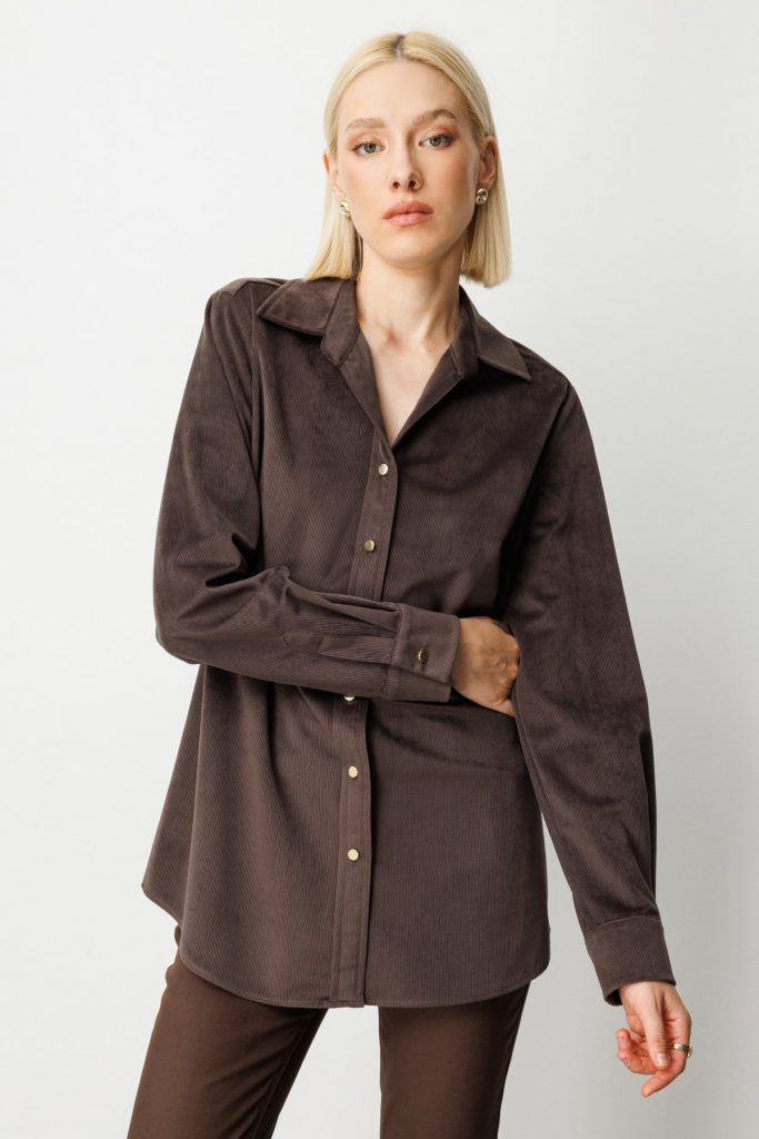 EKOL İnce Fitilli Kadife Gömlek 3045