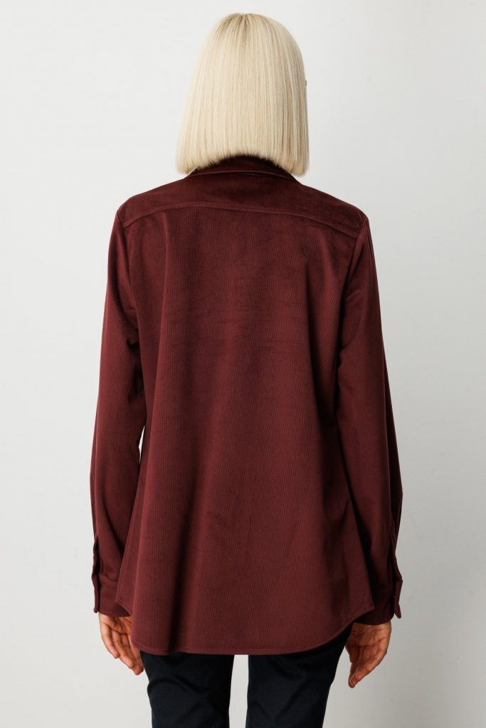 EKOL İnce Fitilli Kadife Gömlek 3045 - bordo