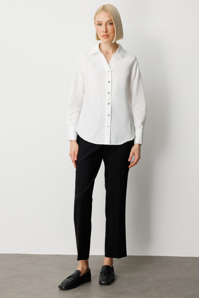 EKOL Polo Yaka Pamuklu Gömlek 3049 - EKRU