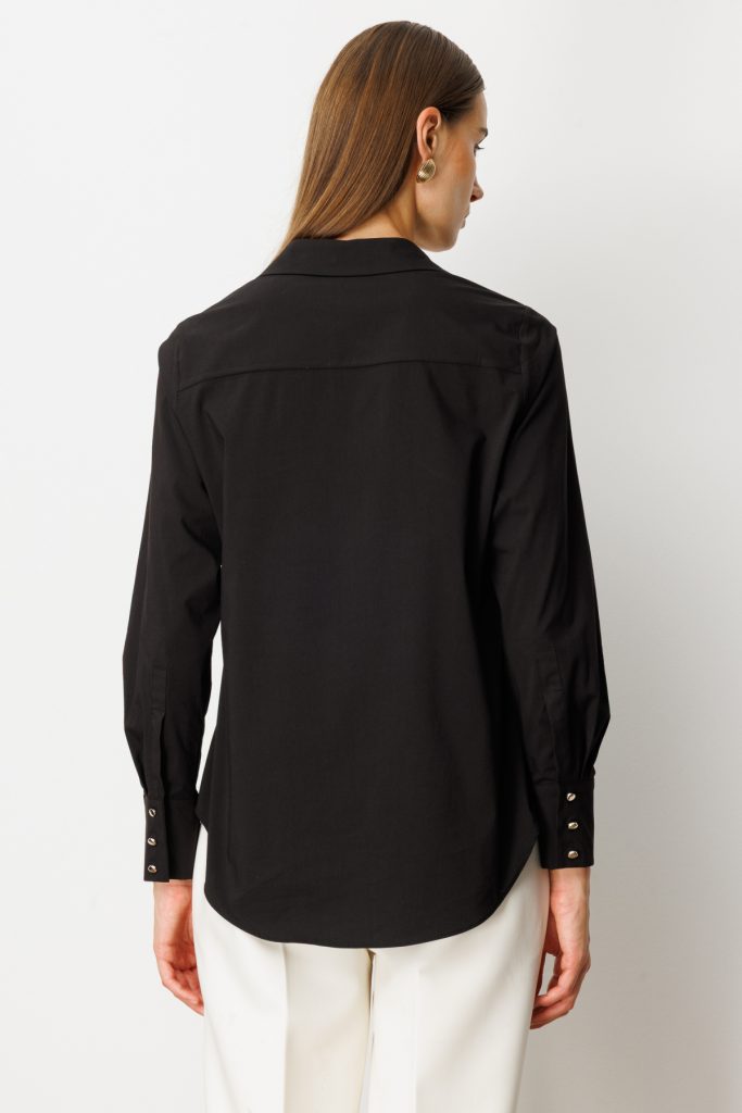 EKOL Polo Yaka Pamuklu Gömlek 3049 - Siyah