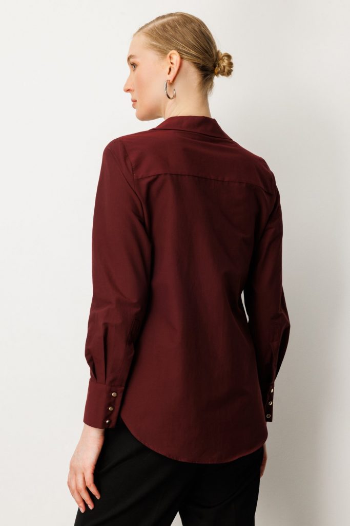 EKOL Polo Yaka Pamuklu Gömlek 3049 - bordo