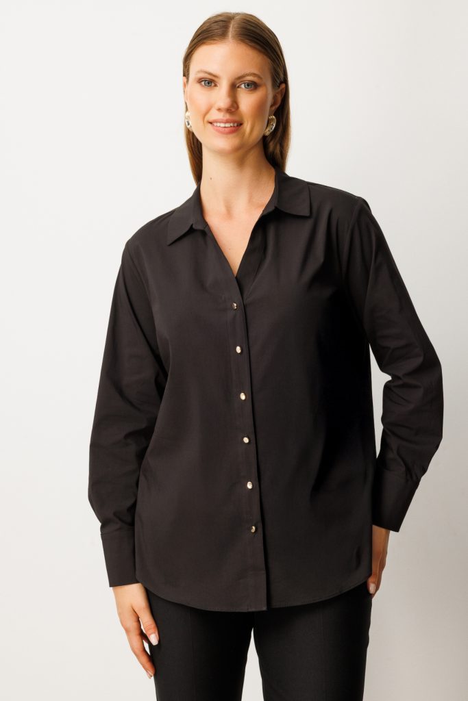 EKOL Önü Düğmeli Polo Yaka Gömlek 3549 - Siyah