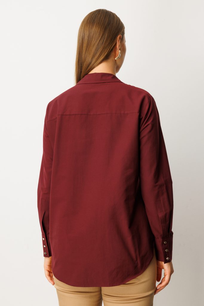 EKOL Önü Düğmeli Polo Yaka Gömlek 3549 - bordo