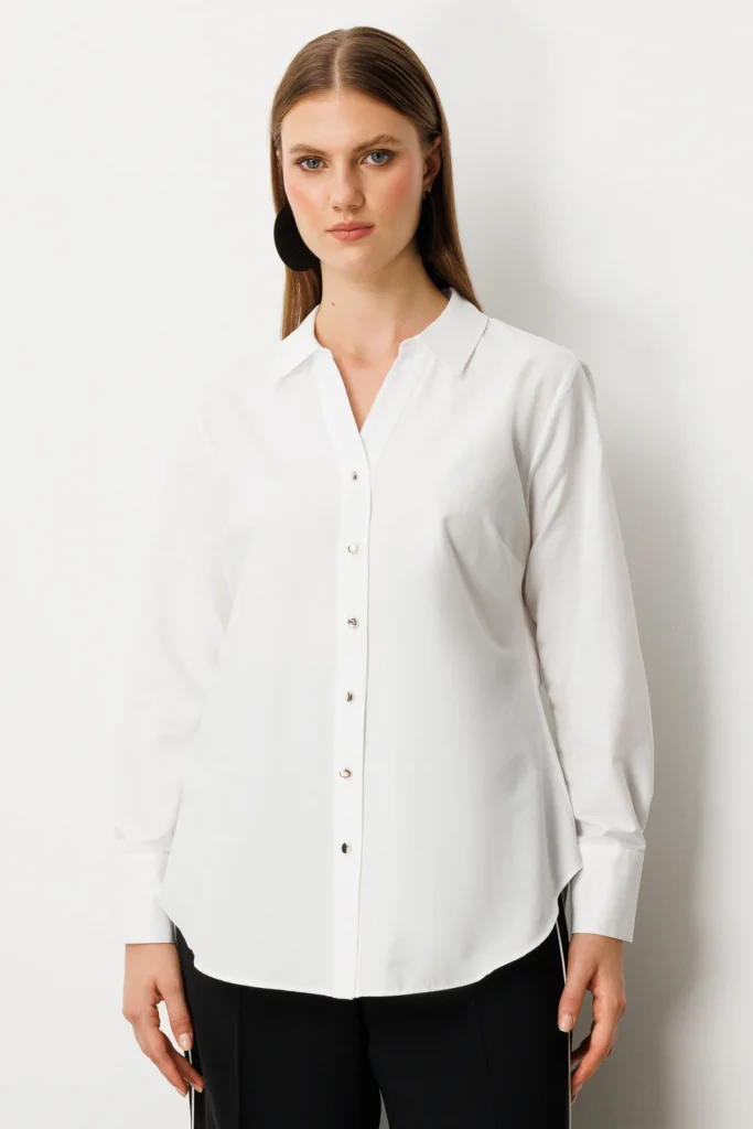 EKOL Önü Düğmeli Polo Yaka Gömlek 3549 - EKRU