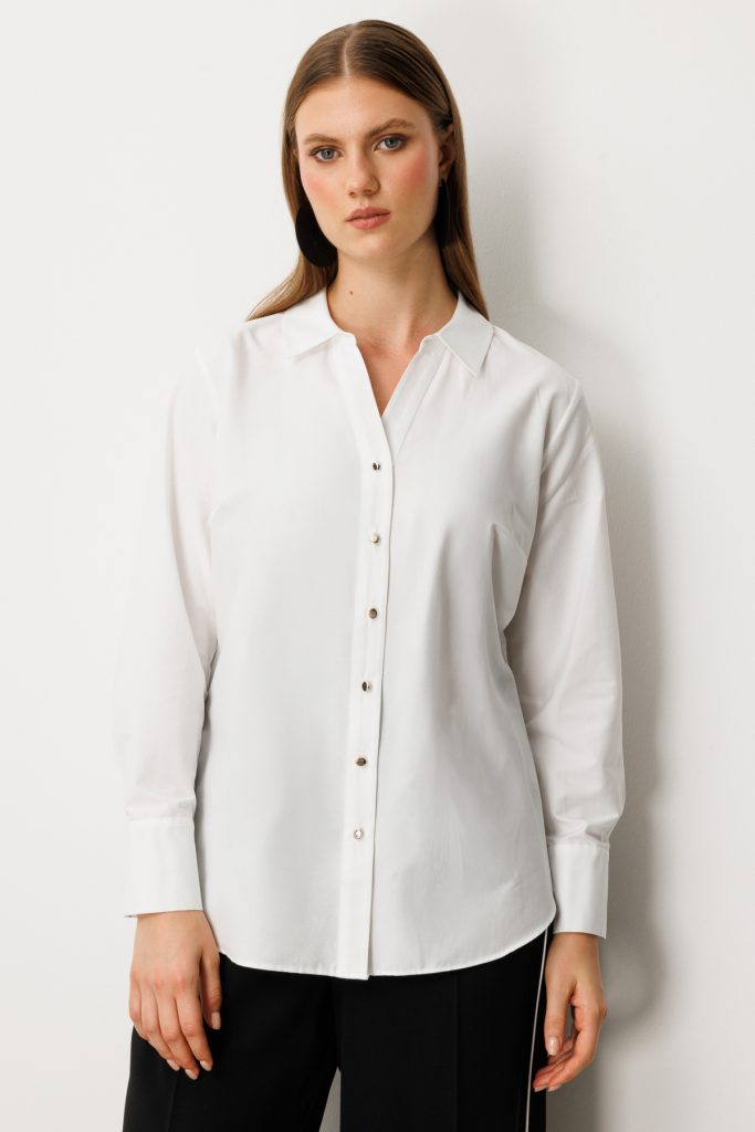 EKOL Önü Düğmeli Polo Yaka Gömlek 3549 - EKRU