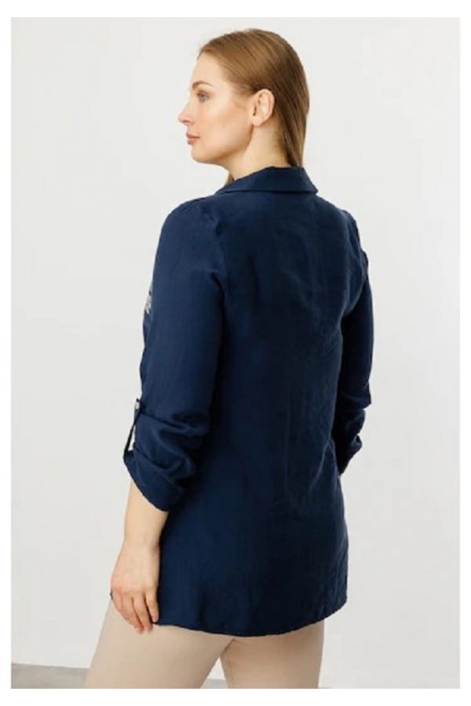 EKOL Kadın Büyük Beden Torba Cepli Cebi İşlemeli Bluz 3964 B.B