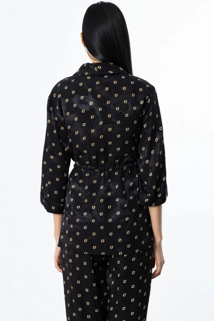 EKOL Beli Bağcıklı Desenli Ceket 4242