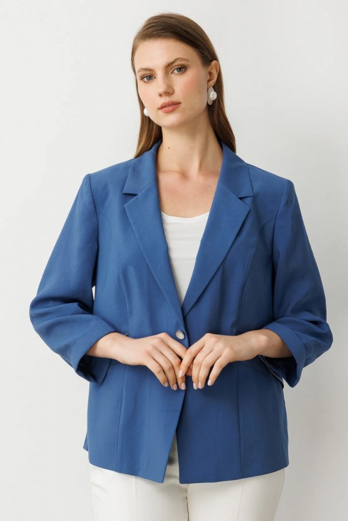 EKOL  Şerit Taş Detaylı Duble Kol Ceket 4544 B.B