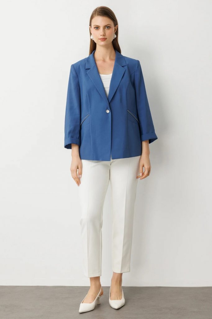 EKOL  Şerit Taş Detaylı Duble Kol Ceket 4544 B.B