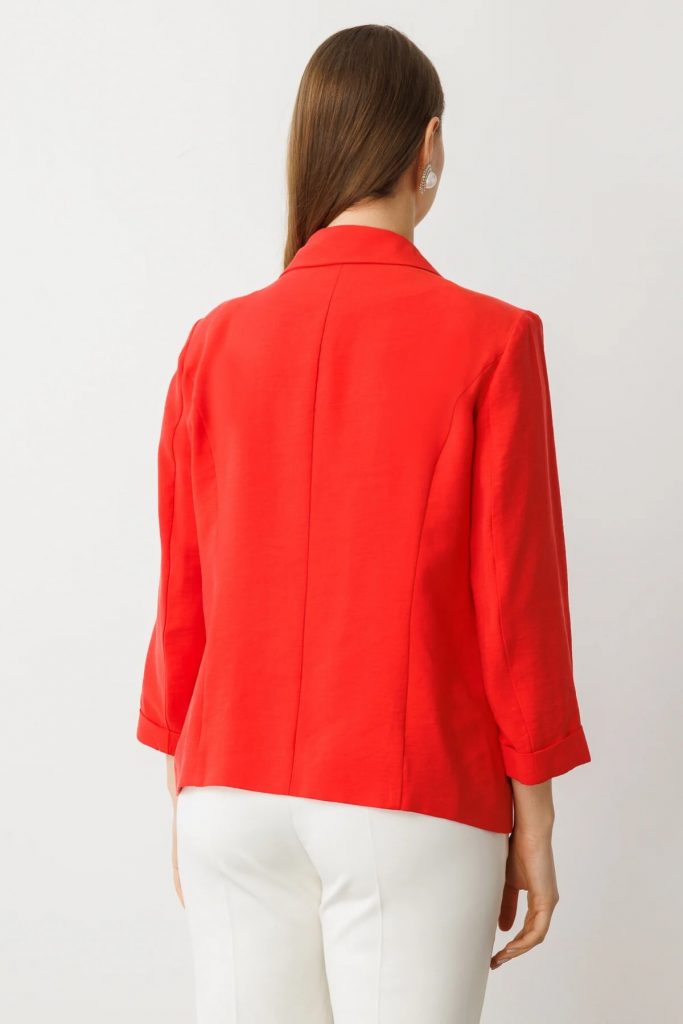 EKOL  Şerit Taş Detaylı Duble Kol Ceket 4544 B.B - mercan