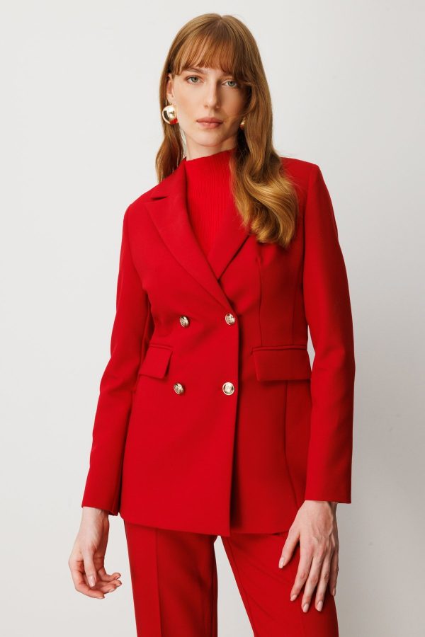 EKOL Kadın Kruvaze Yaka Kapak Cepli Ceket 5025