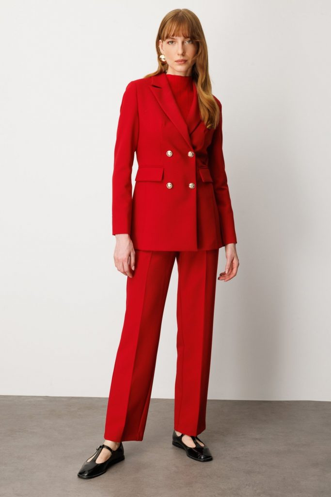 EKOL Kadın Kruvaze Yaka Kapak Cepli Ceket 5025