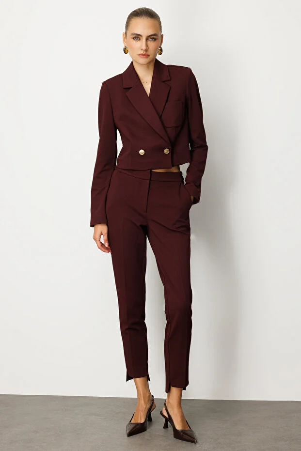 EKOL Kruvaze Yaka Crop Ceket 5029