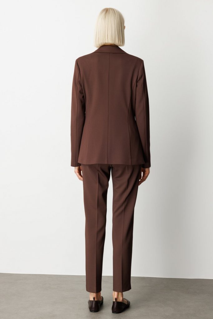 EKOL Cebi Armalı Süs Düğmeli Ceket 5033 - kahve