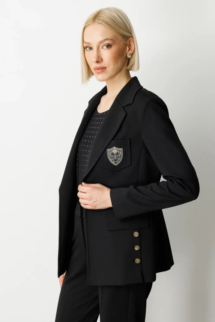 EKOL Cebi Armalı Süs Düğmeli Ceket 5033 - Siyah