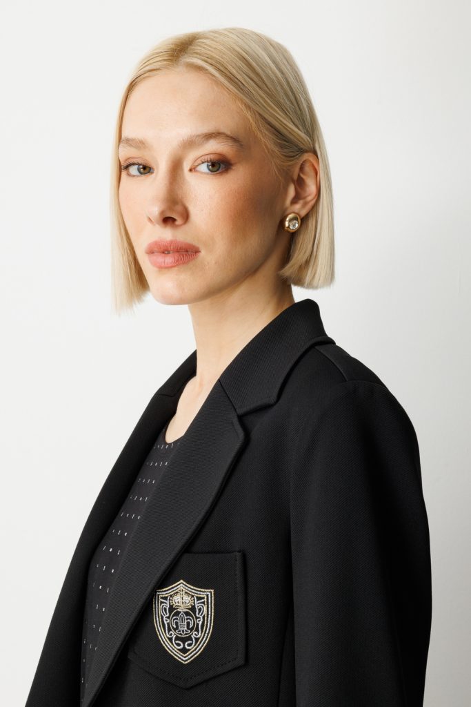 EKOL Cebi Armalı Süs Düğmeli Ceket 5033 - Siyah