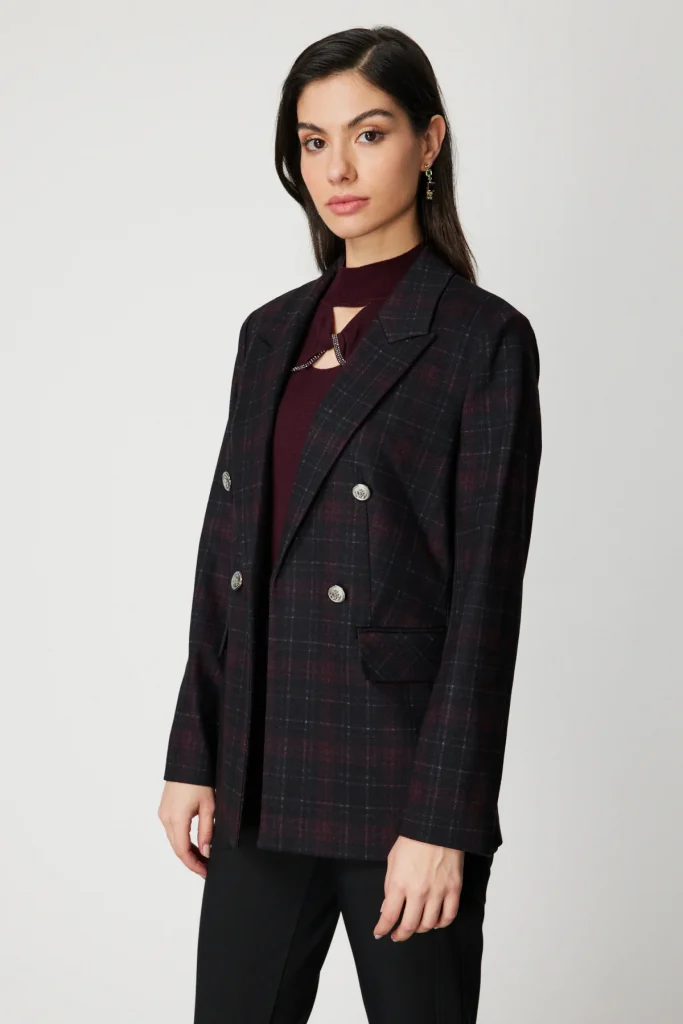 EKOL Ekoseli Kapak Cepli Ceket 5039