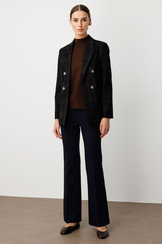 EKOL Ekoseli Kapak Cepli Ceket 5039 - kahve