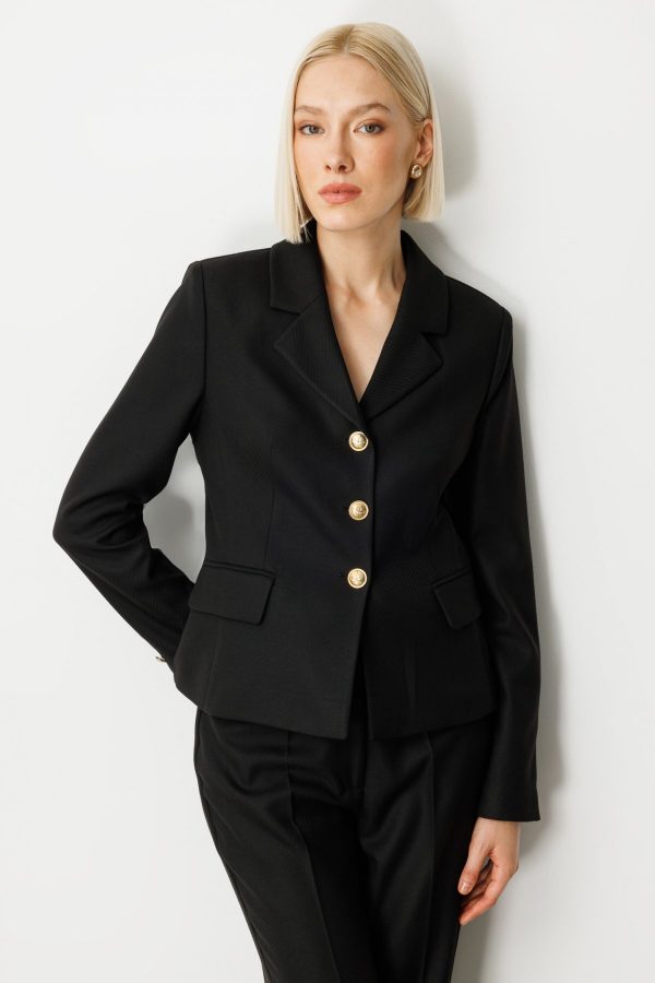 EKOL Omzu Vatkalı Kapak Cepli Ceket 5049