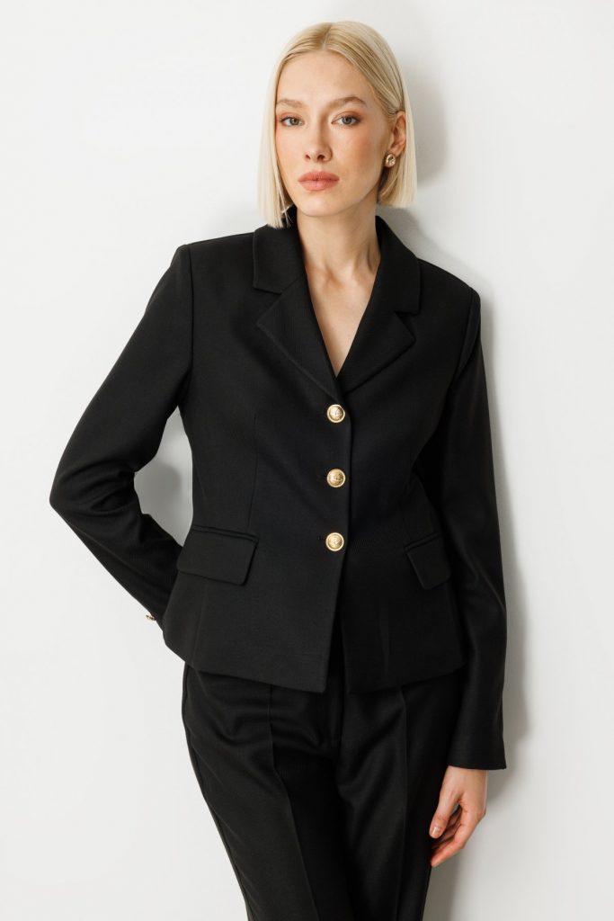 EKOL Omzu Vatkalı Kapak Cepli Ceket 5049