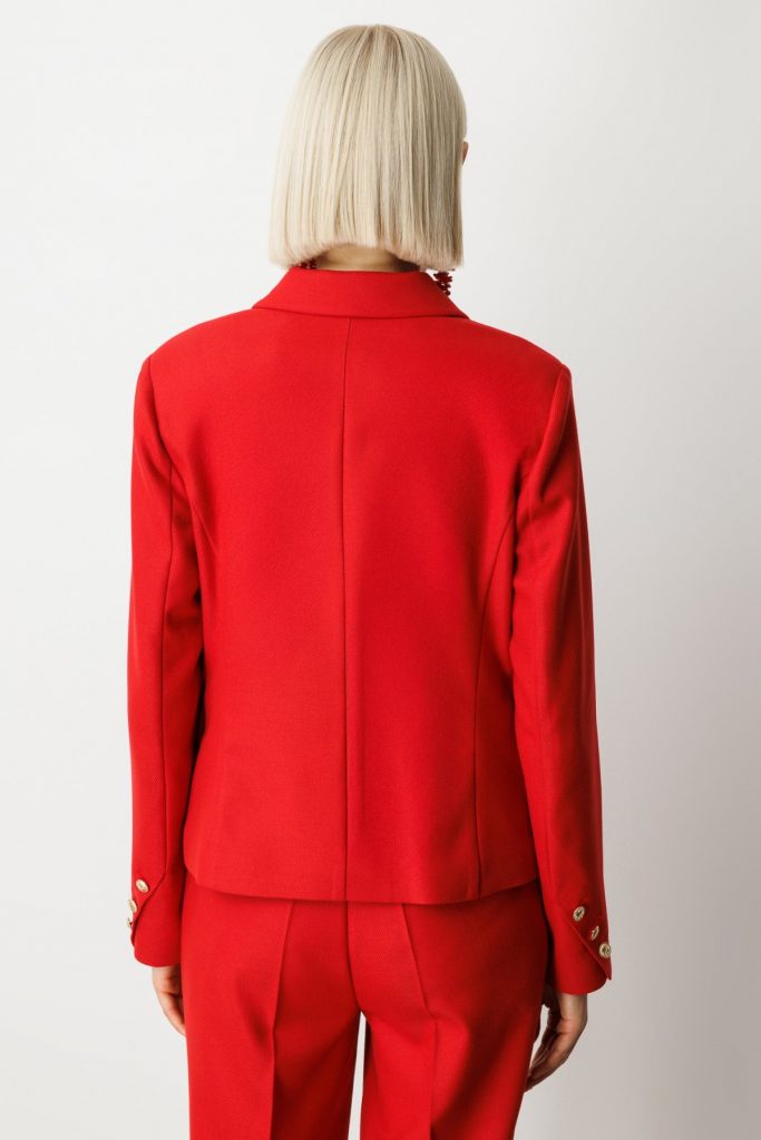 EKOL Omzu Vatkalı Kapak Cepli Ceket 5049 - KIRMIZI