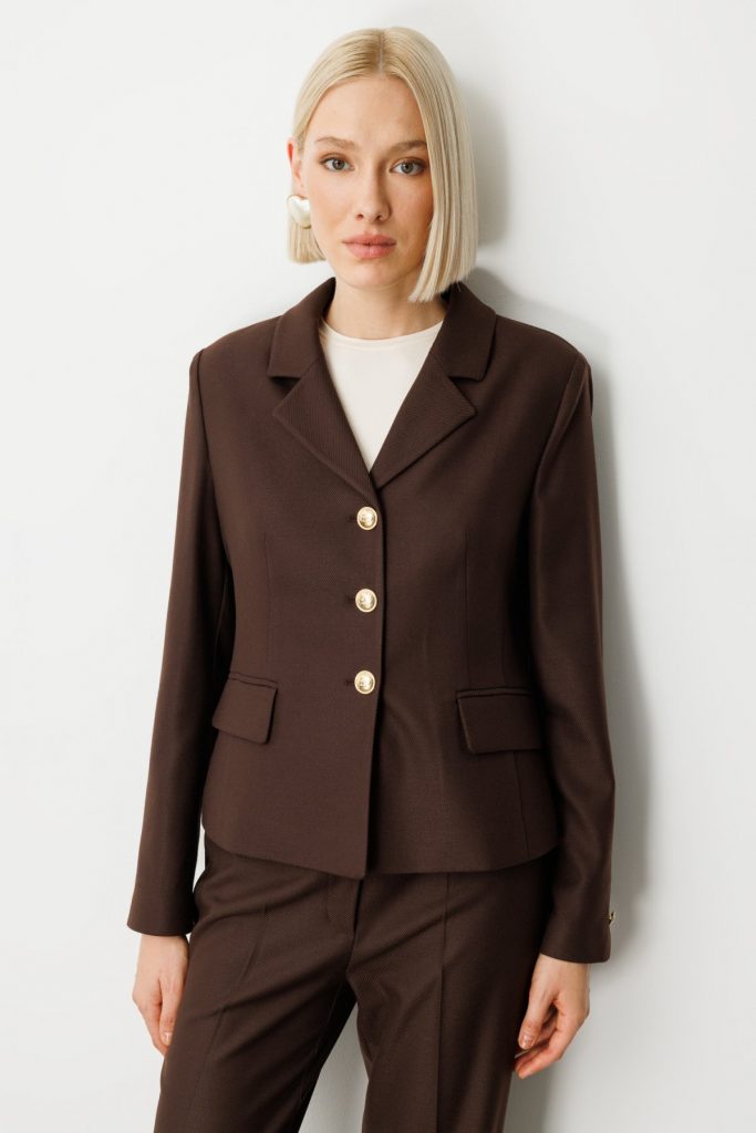 EKOL Omzu Vatkalı Kapak Cepli Ceket 5049 - kahve