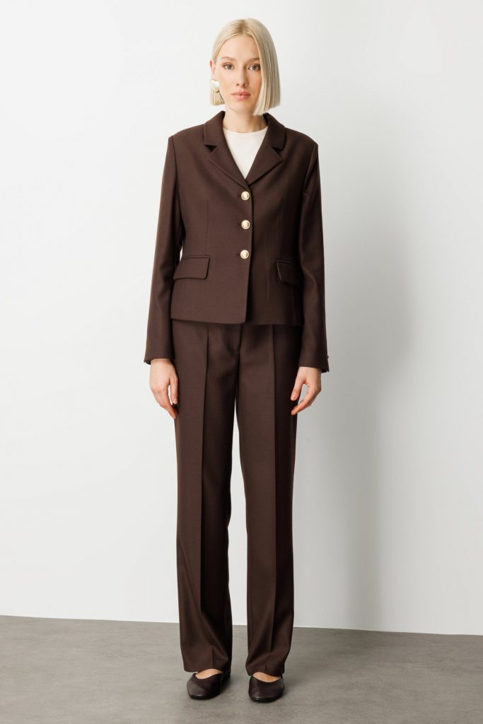 EKOL Omzu Vatkalı Kapak Cepli Ceket 5049 - kahve