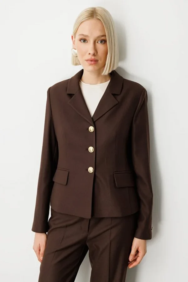 EKOL Omzu Vatkalı Kapak Cepli Ceket 5049