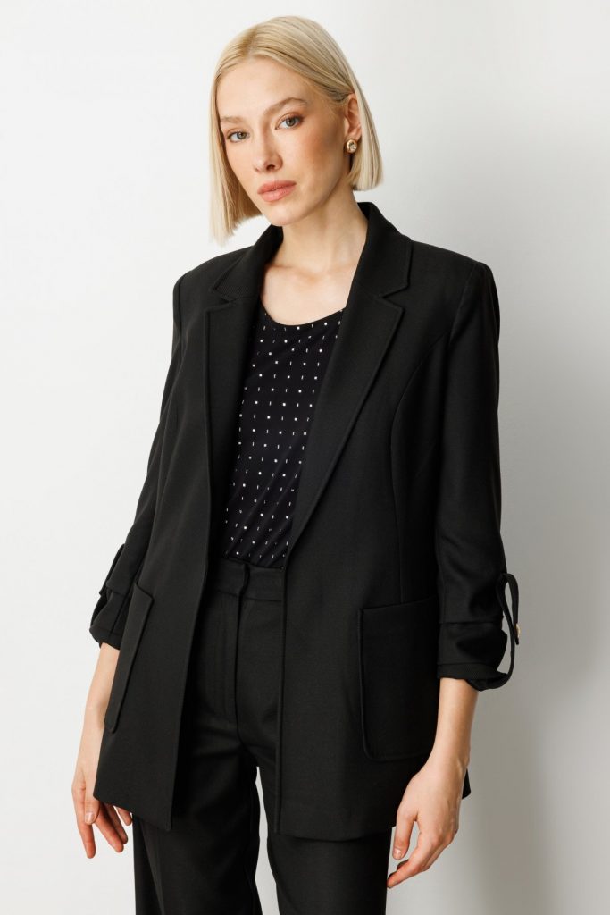 EKOL Kolu Apoletli Torba Cepli Ceket 5057 - Siyah