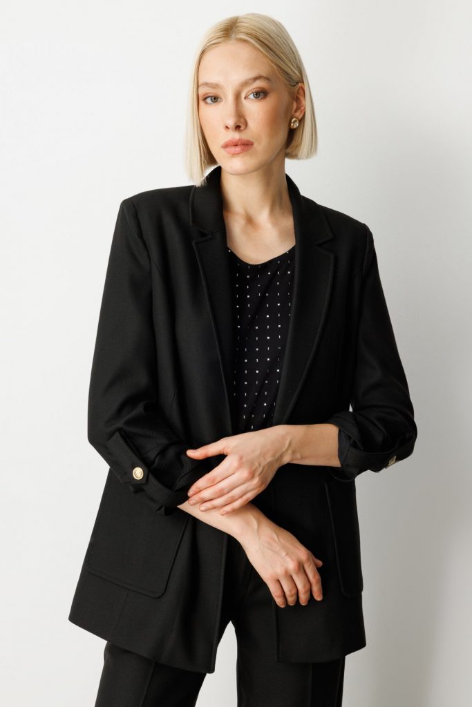 EKOL Kolu Apoletli Torba Cepli Ceket 5057 - Siyah