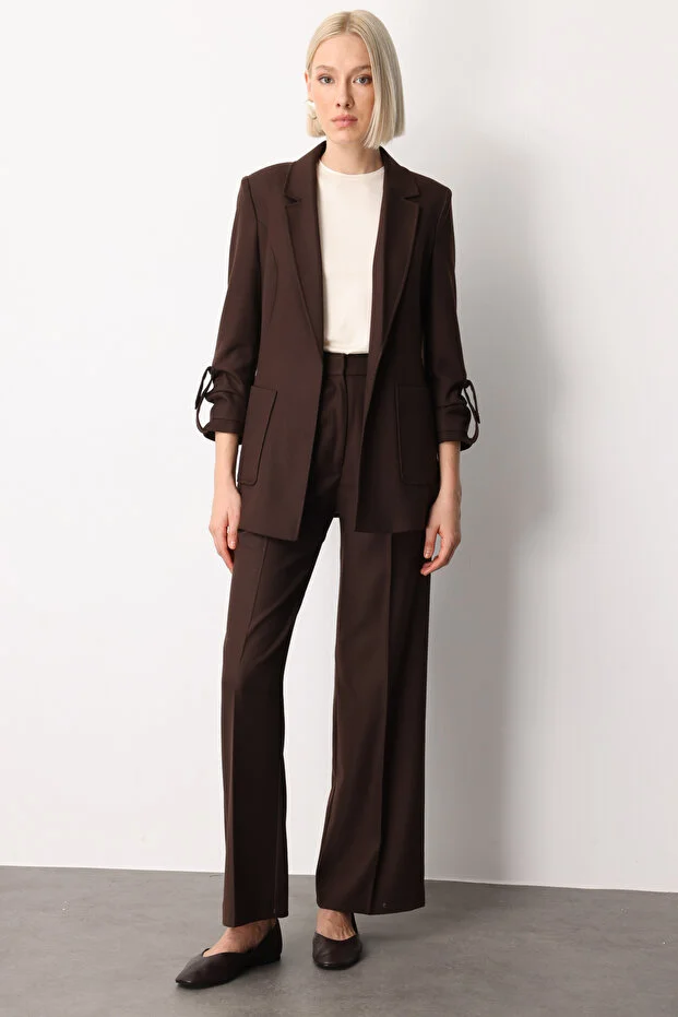 EKOL Kolu Apoletli Torba Cepli Ceket 5057 - kahve