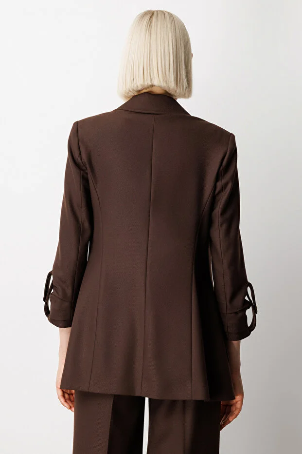 EKOL Kolu Apoletli Torba Cepli Ceket 5057 - kahve