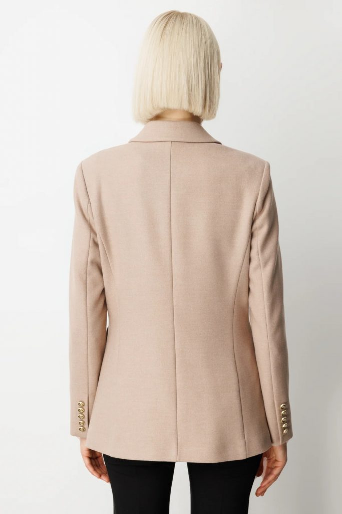 EKOL Kruvaze Yaka Kaşe Ceket 5069 - VİZON