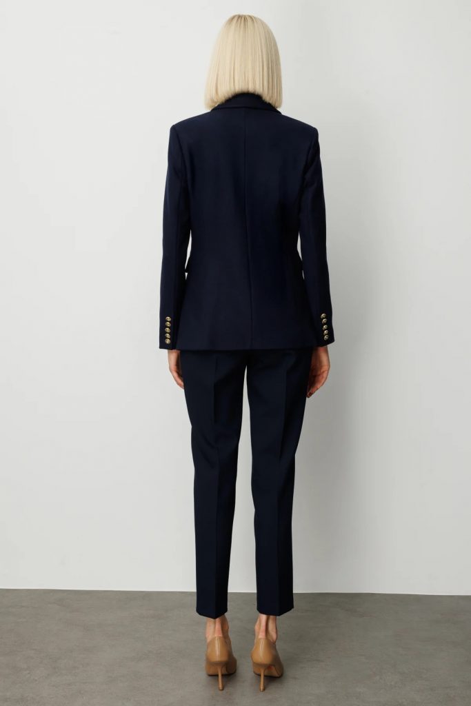 EKOL Kruvaze Yaka Kaşe Ceket 5069 - Lacivert