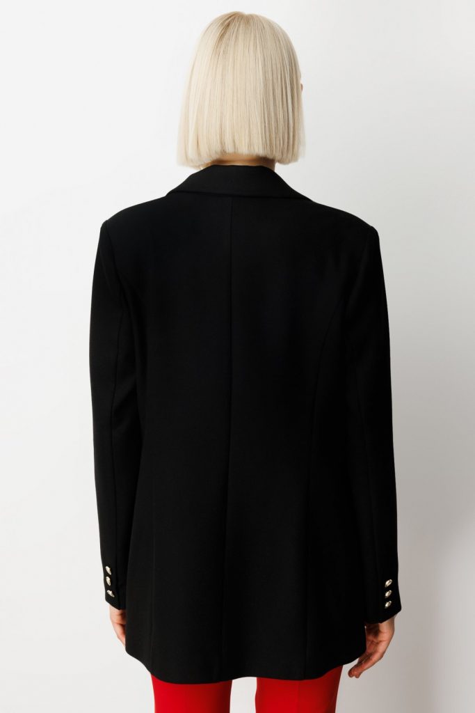 EKOL Önü Armalı Kapak Cepli Kaşe Ceket  5071 - Siyah