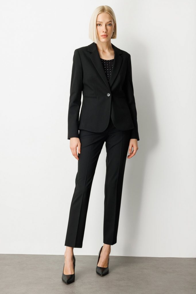 EKOL Tek Düğme Fleto Cepli Ceket 5181 - Siyah