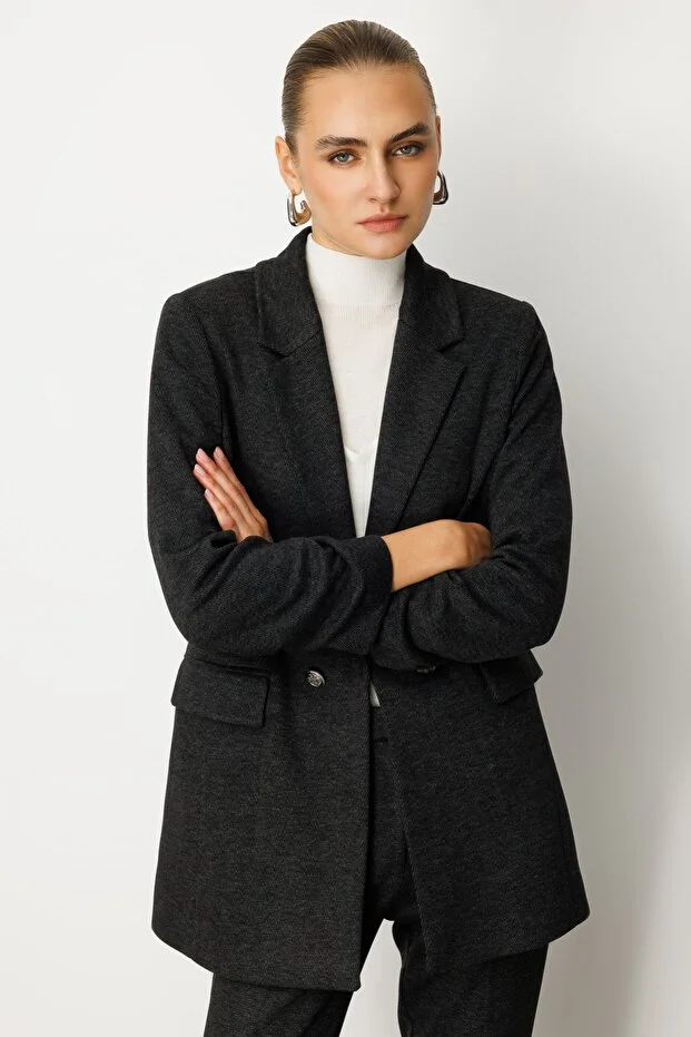 EKOL Kolu Büzgülü Kapak Cepli Ceket Antrasit 5187 - ANTRASİT