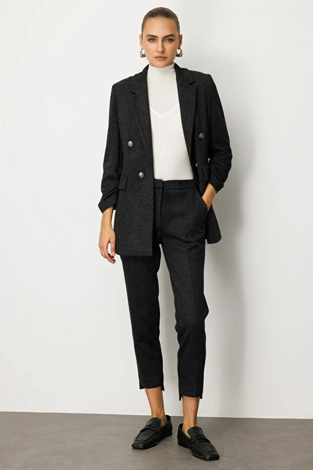 EKOL Kolu Büzgülü Kapak Cepli Ceket Antrasit 5187 - ANTRASİT