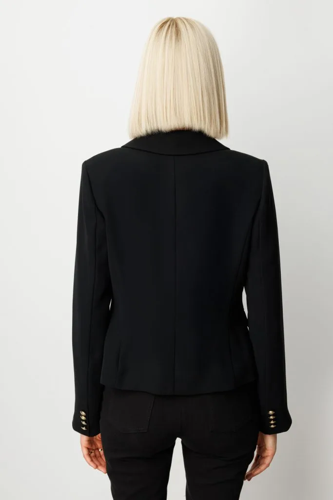 EKOL Kruvaze Yaka Vatkalı Ceket  5201 - Siyah