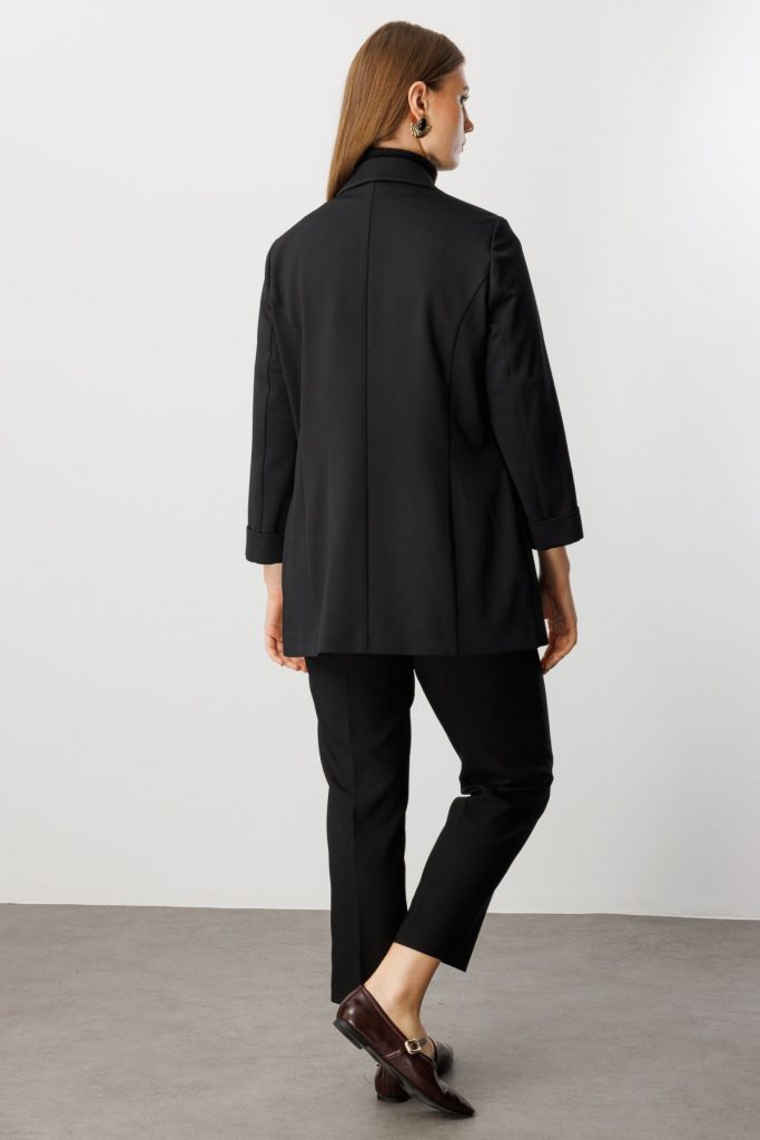 EKOL Kapak Cepli Duble Kol Ceket 5523 - Siyah