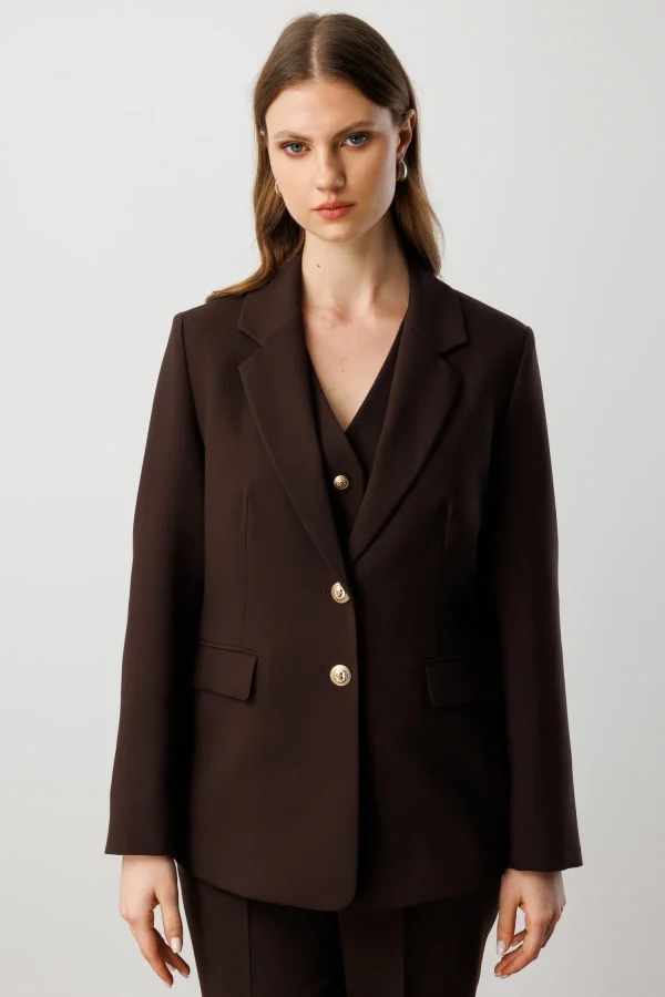 EKOL Omzu Vatkalı Kapak Cepli Ceket 5529