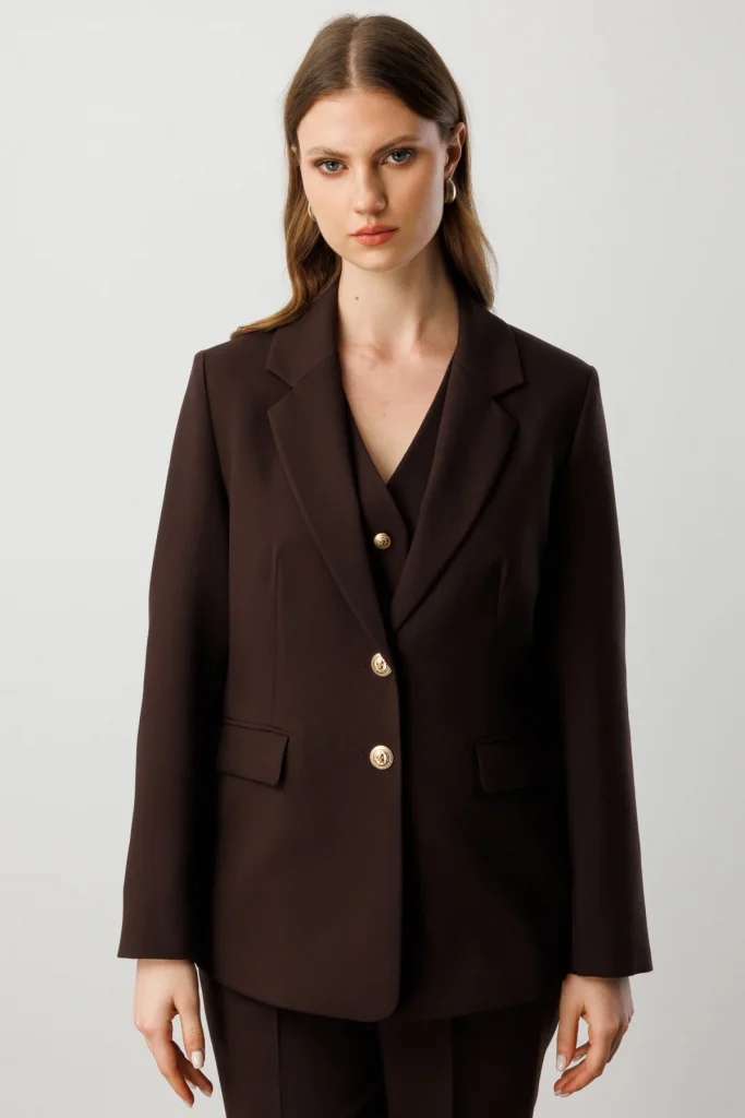 EKOL Omzu Vatkalı Kapak Cepli Ceket 5529 - kahve