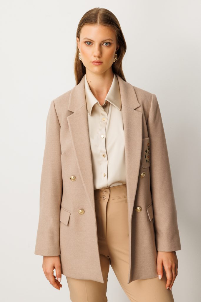 EKOL Cebi Armalı Büyük Beden Ceket 5571 - VİZON